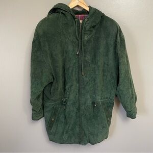 VINTAGE Lanna Women's Medium Green  Suede Genuine Leather Jacket flannel lined